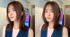 顔まわりすっきり!透明感を引き立てる涼しげふんわりレイヤーミディ